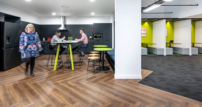 zoning with vinyl plank flooring in the SRJWW workplace